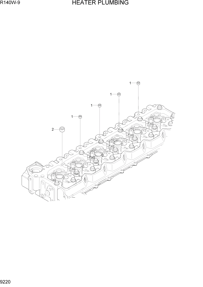 Схема запчастей Hyundai R140W9 - PAGE 9220 HEATER PLUMBING ДВИГАТЕЛЬ БАЗА