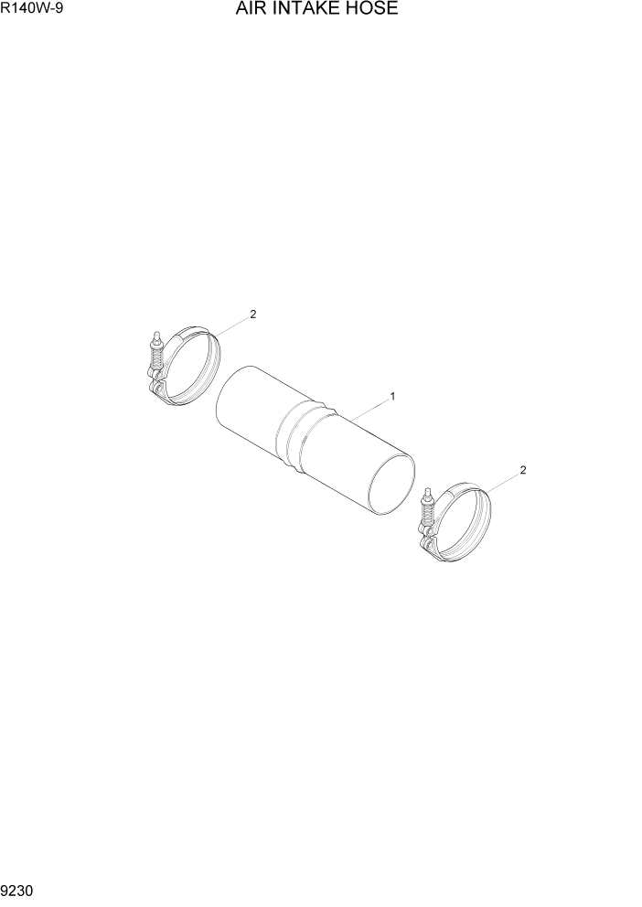 Схема запчастей Hyundai R140W9 - PAGE 9230 AIR INTAKE HOSE ДВИГАТЕЛЬ БАЗА