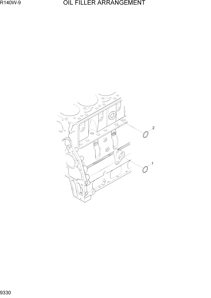 Схема запчастей Hyundai R140W9 - PAGE 9330 OIL FILLER ARRANGMENT ДВИГАТЕЛЬ БАЗА