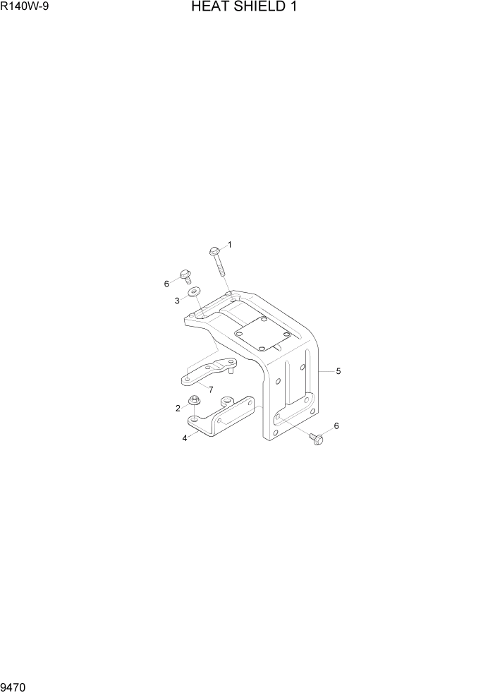 Схема запчастей Hyundai R140W9 - PAGE 9470 HEAT SHIELD 1 ДВИГАТЕЛЬ БАЗА