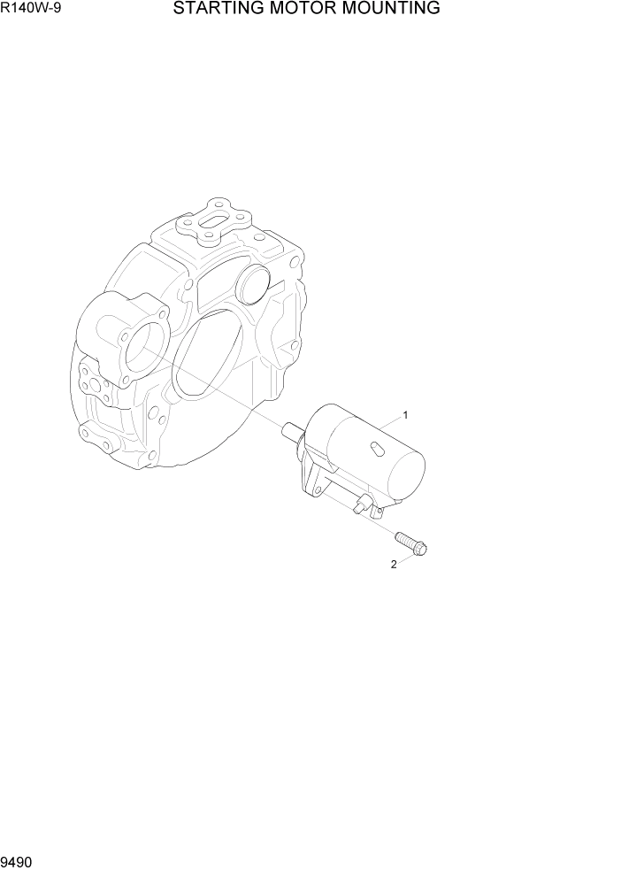 Схема запчастей Hyundai R140W9 - PAGE 9490 STARTING MOTOR MOUNTING ДВИГАТЕЛЬ БАЗА