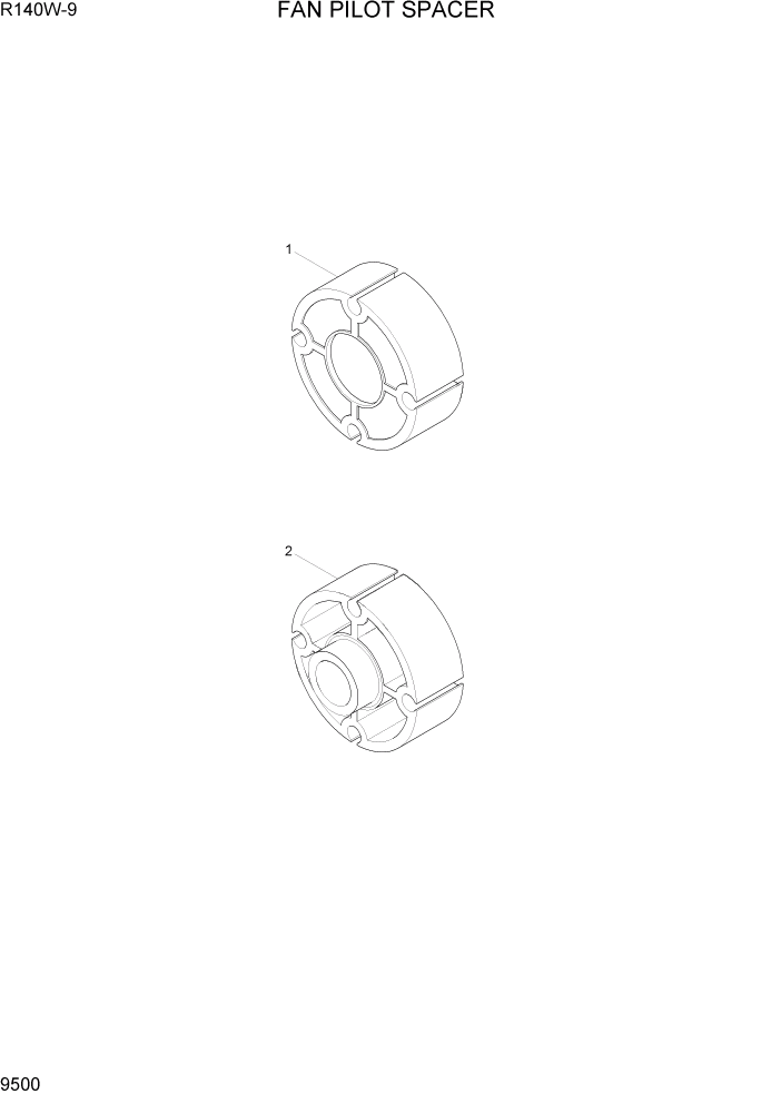 Схема запчастей Hyundai R140W9 - PAGE 9500 FAN PILOT SPACER ДВИГАТЕЛЬ БАЗА