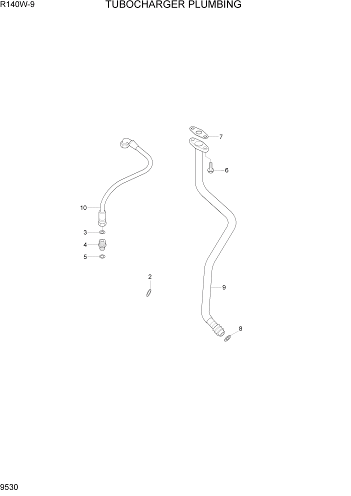 Схема запчастей Hyundai R140W9 - PAGE 9530 TURBOCHARGER PLUMBING ДВИГАТЕЛЬ БАЗА