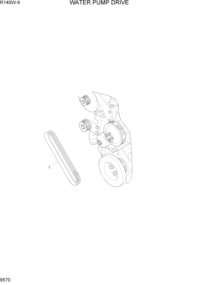 Схема запчастей Hyundai R140W9 - PAGE 9570 WATER PUMP DRIVE ДВИГАТЕЛЬ БАЗА