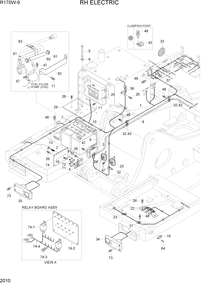 Схема запчастей Hyundai R170W9 - PAGE 2010 RH ELECTRIC ЭЛЕКТРИЧЕСКАЯ СИСТЕМА