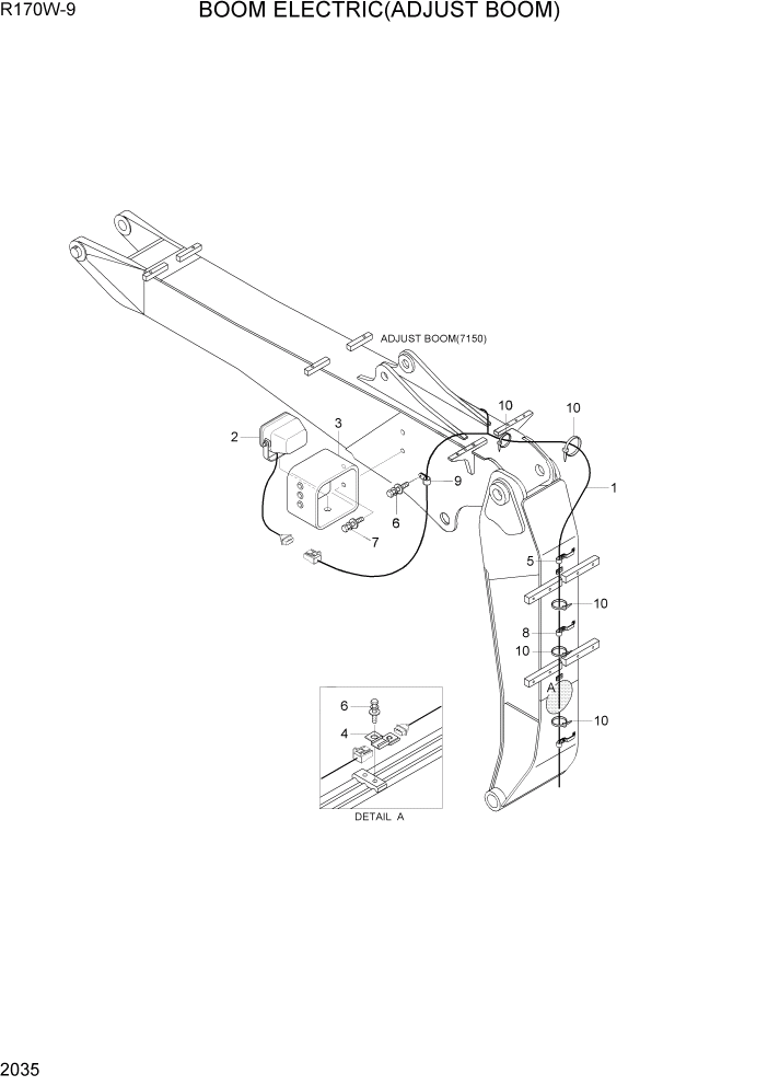 Схема запчастей Hyundai R170W9 - PAGE 2035 BOOM ELECTRIC(ADJUST BOOM) ЭЛЕКТРИЧЕСКАЯ СИСТЕМА