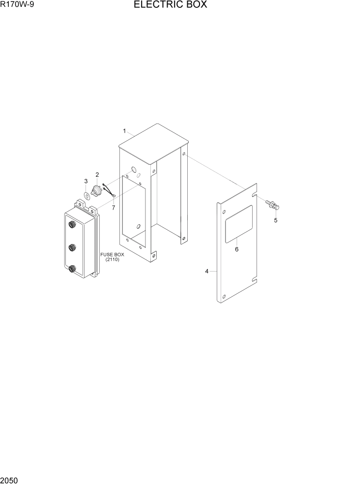 Схема запчастей Hyundai R170W9 - PAGE 2050 ELECTRIC BOX ЭЛЕКТРИЧЕСКАЯ СИСТЕМА