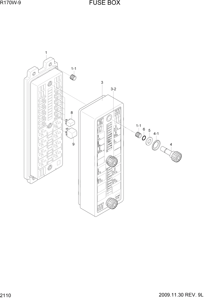 Схема запчастей Hyundai R170W9 - PAGE 2110 FUSE BOX ЭЛЕКТРИЧЕСКАЯ СИСТЕМА