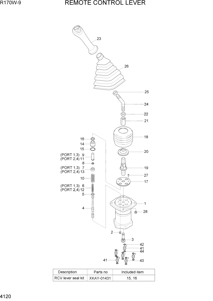 Схема запчастей Hyundai R170W9 - PAGE 4120 REMOTE CONTROL LEVER ГИДРАВЛИЧЕСКИЕ КОМПОНЕНТЫ