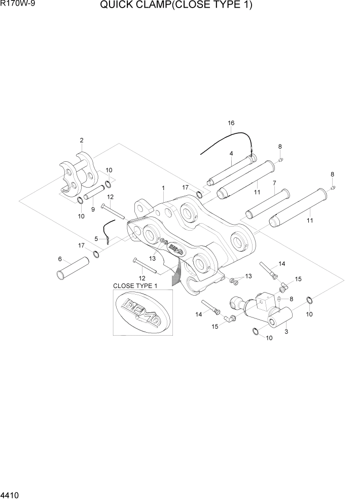 Схема запчастей Hyundai R170W9 - PAGE 4410 QUICK CLAMP(CLOSE TYPE 1) ГИДРАВЛИЧЕСКИЕ КОМПОНЕНТЫ