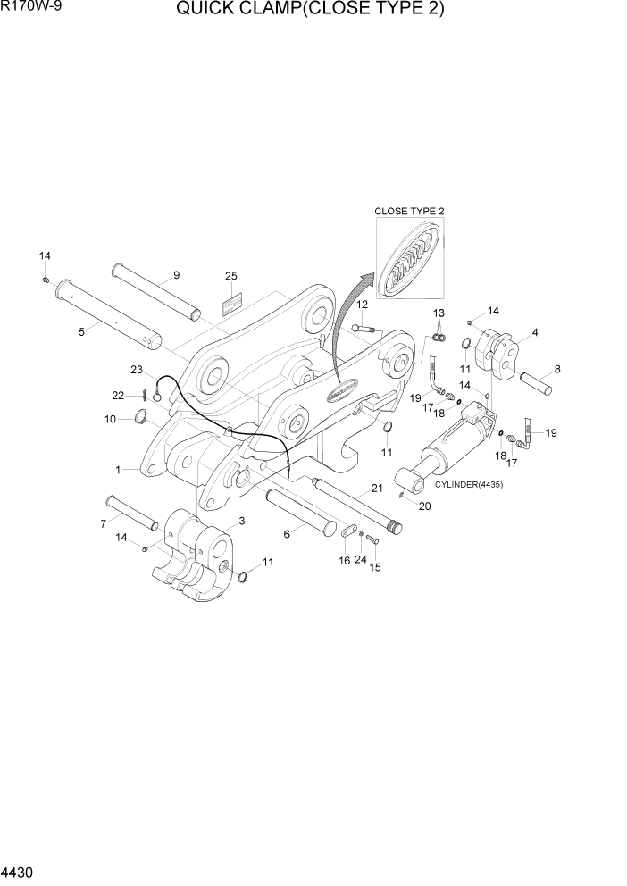 Схема запчастей Hyundai R170W9 - PAGE 4430 QUICK CLAMP(CLOSE TYPE 2) ГИДРАВЛИЧЕСКИЕ КОМПОНЕНТЫ