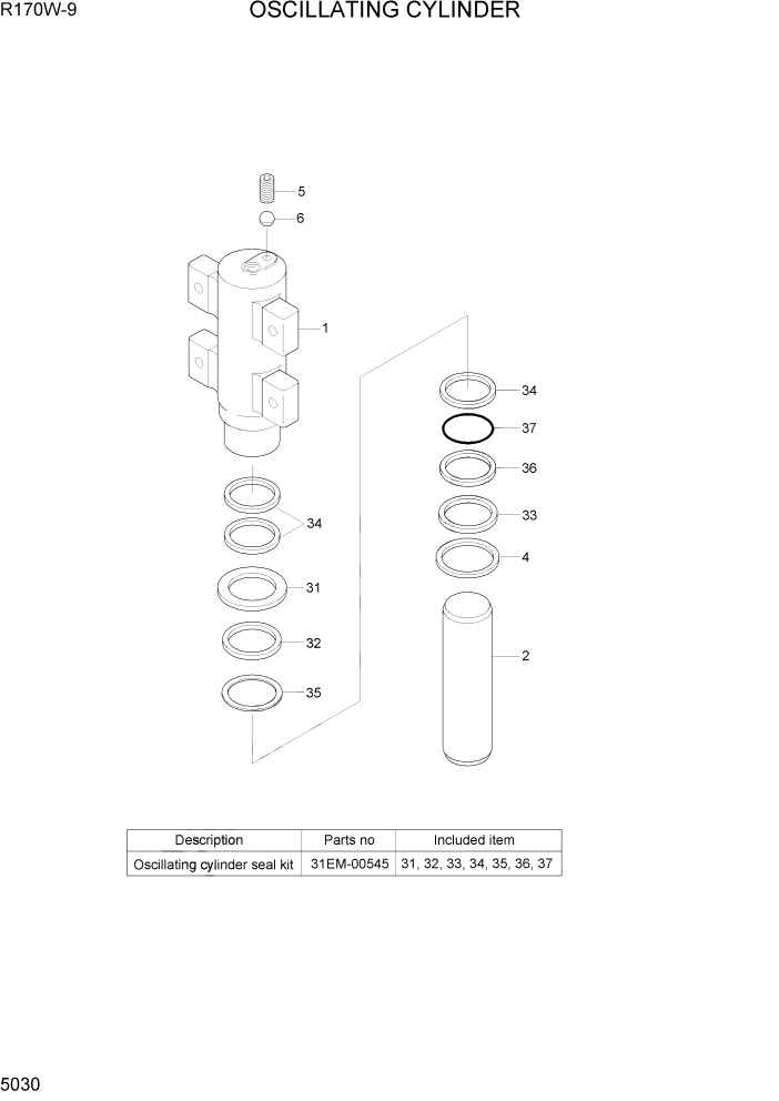 Схема запчастей Hyundai R170W9 - PAGE 5030 OSCILLATING CYLINDER ТРАНСМИССИЯ