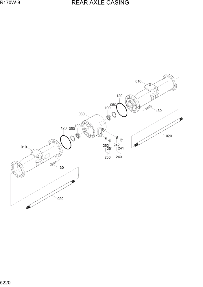 Схема запчастей Hyundai R170W9 - PAGE 5220 REAR AXLE CASING ТРАНСМИССИЯ