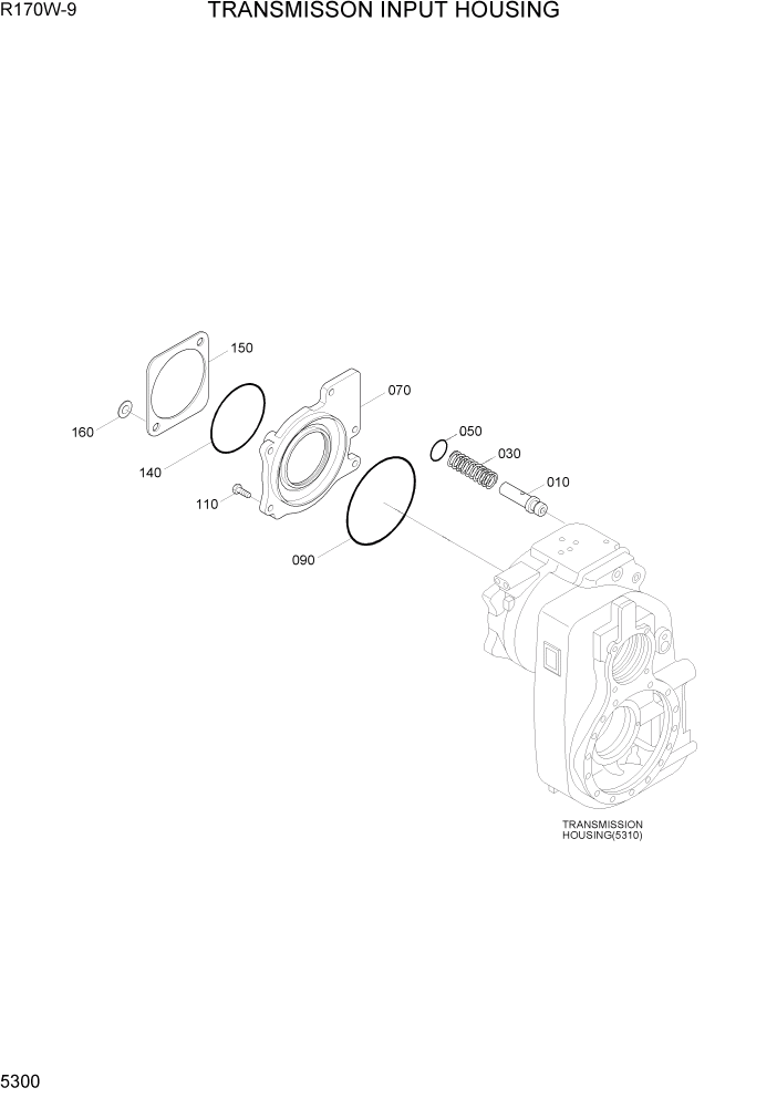 Схема запчастей Hyundai R170W9 - PAGE 5300 TRANSMISSION INPUT HOUSING ТРАНСМИССИЯ