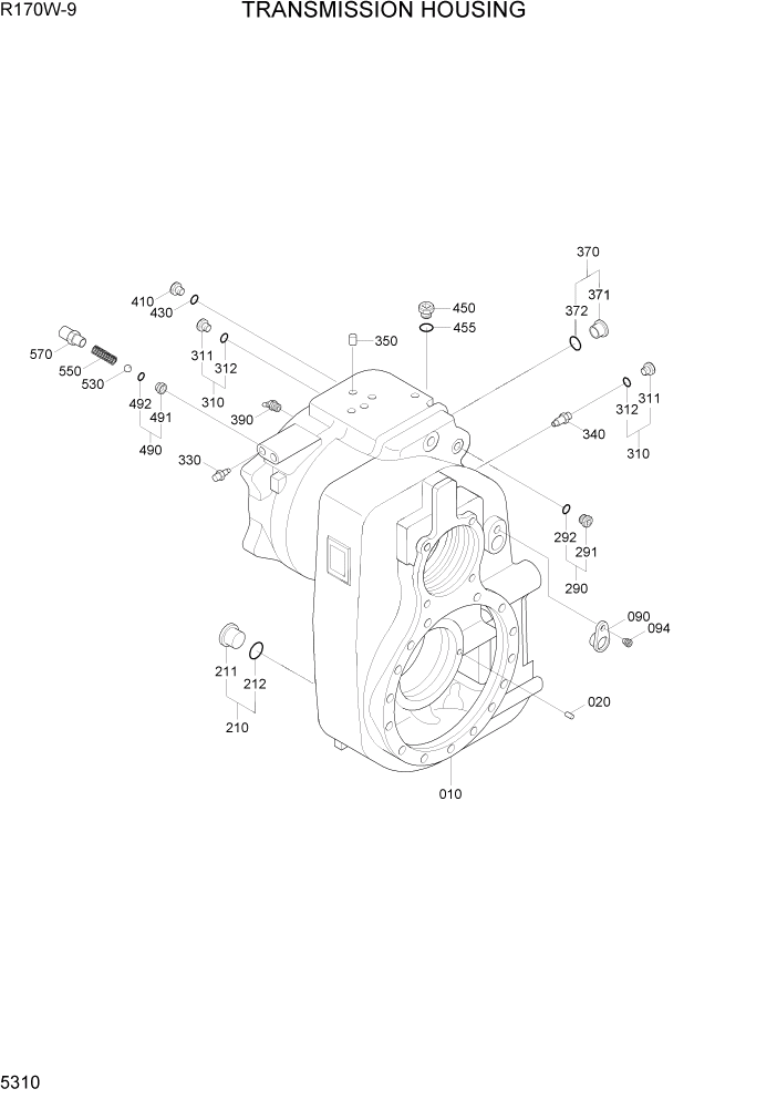 Схема запчастей Hyundai R170W9 - PAGE 5310 TRANSMISSION HOUSING ТРАНСМИССИЯ