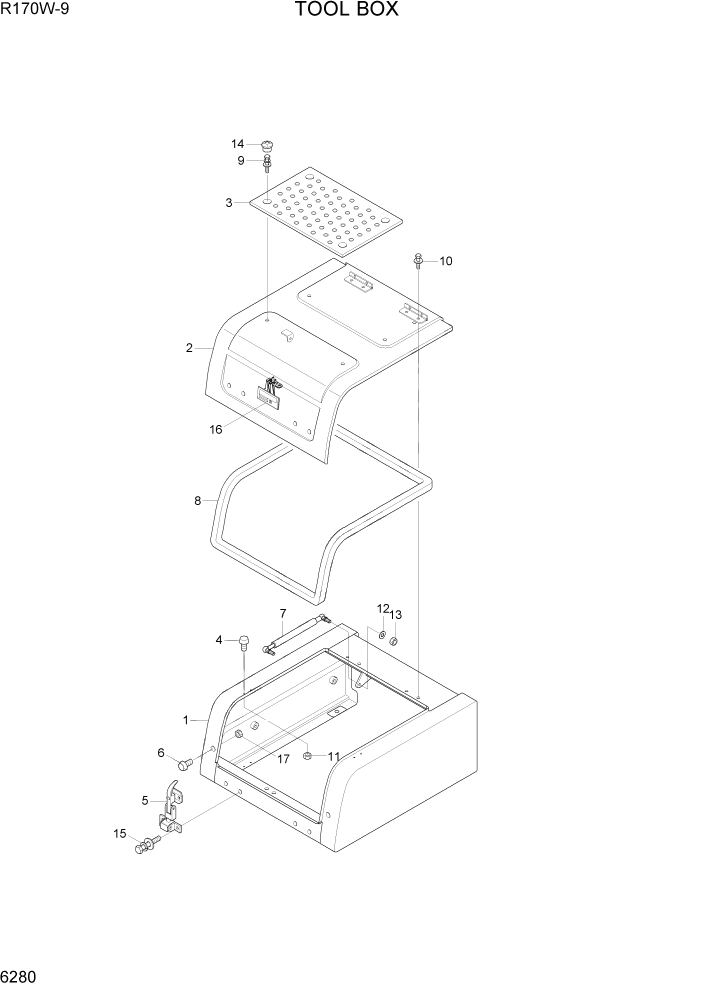 Схема запчастей Hyundai R170W9 - PAGE 6280 TOOL BOX СТРУКТУРА