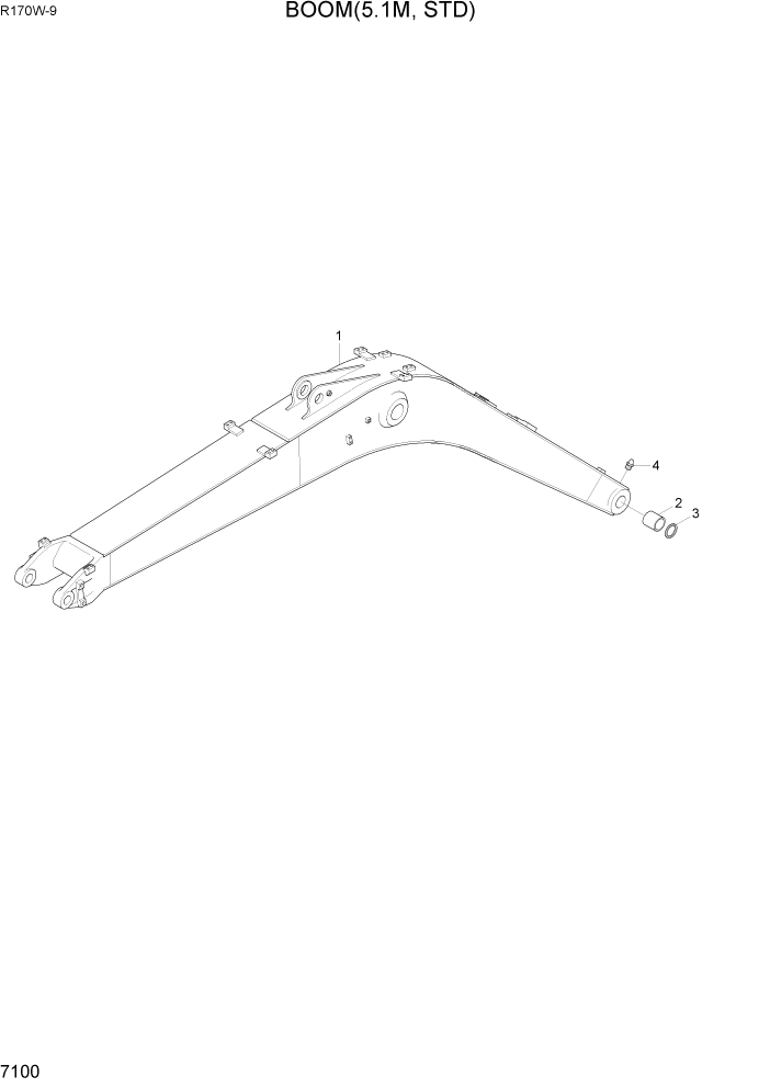 Схема запчастей Hyundai R170W9 - PAGE 7100 BOOM(5.1M, STD) РАБОЧЕЕ ОБОРУДОВАНИЕ