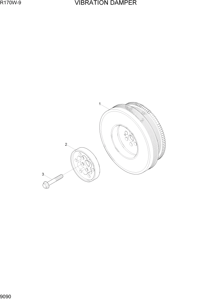 Схема запчастей Hyundai R170W9 - PAGE 9090 VIBRATION DAMPER ДВИГАТЕЛЬ БАЗА