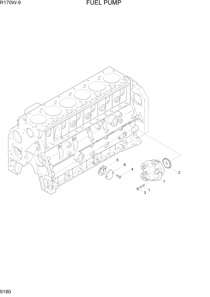 Схема запчастей Hyundai R170W9 - PAGE 9180 FUEL PUMP ДВИГАТЕЛЬ БАЗА