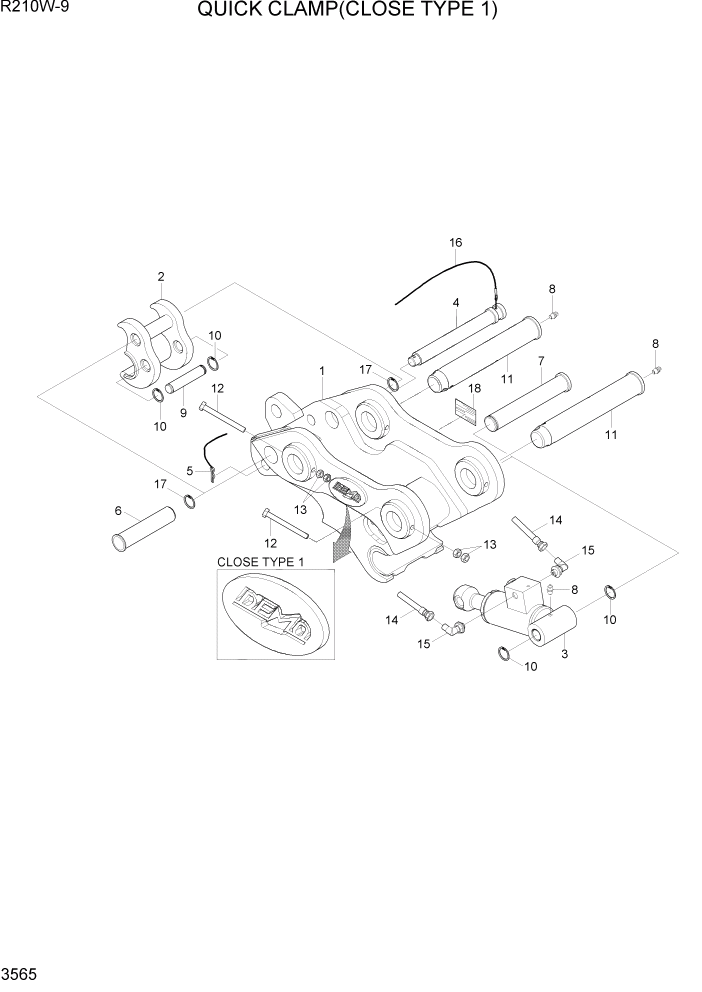 Схема запчастей Hyundai R210W-9 - PAGE 3565 QUICK CLAMP(CLOSED TYPE 1) ГИДРАВЛИЧЕСКАЯ СИСТЕМА