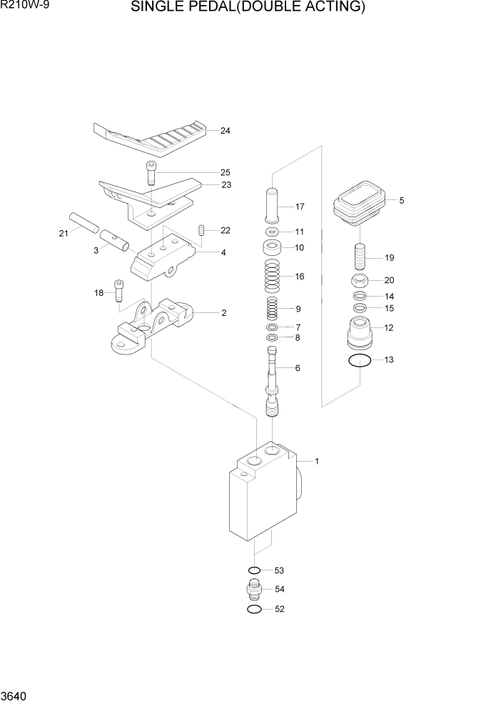 Схема запчастей Hyundai R210W-9 - PAGE 3640 SINGLE PEDAL(DOUBLE ACTING) ГИДРАВЛИЧЕСКАЯ СИСТЕМА