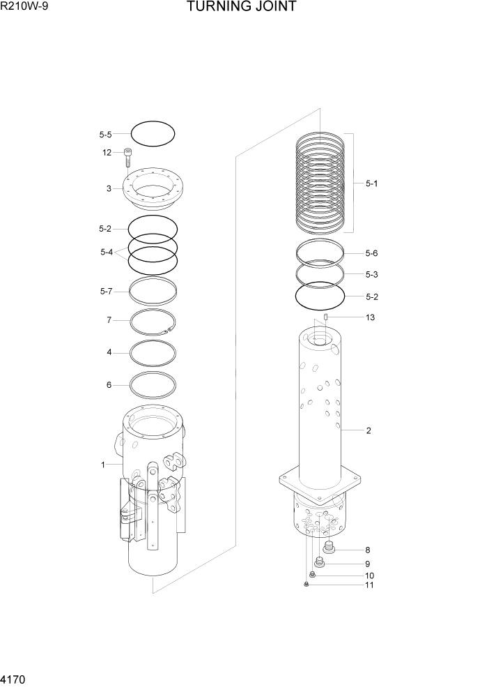 Схема запчастей Hyundai R210W-9 - PAGE 4170 TURNING JOINT ГИДРАВЛИЧЕСКИЕ КОМПОНЕНТЫ
