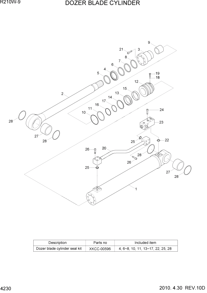 Схема запчастей Hyundai R210W-9 - PAGE 4230 DOZER BLADE CYLINDER ГИДРАВЛИЧЕСКИЕ КОМПОНЕНТЫ