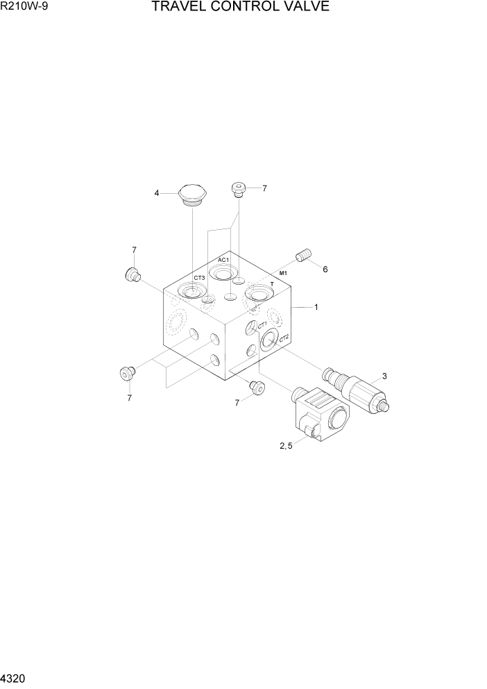 Схема запчастей Hyundai R210W-9 - PAGE 4320 TRAVEL CONTROL VALVE ГИДРАВЛИЧЕСКИЕ КОМПОНЕНТЫ