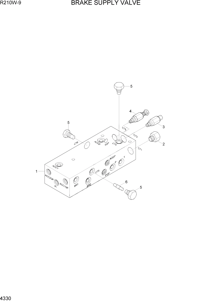 Схема запчастей Hyundai R210W-9 - PAGE 4330 BRAKE SUPPLY VALVE ГИДРАВЛИЧЕСКИЕ КОМПОНЕНТЫ