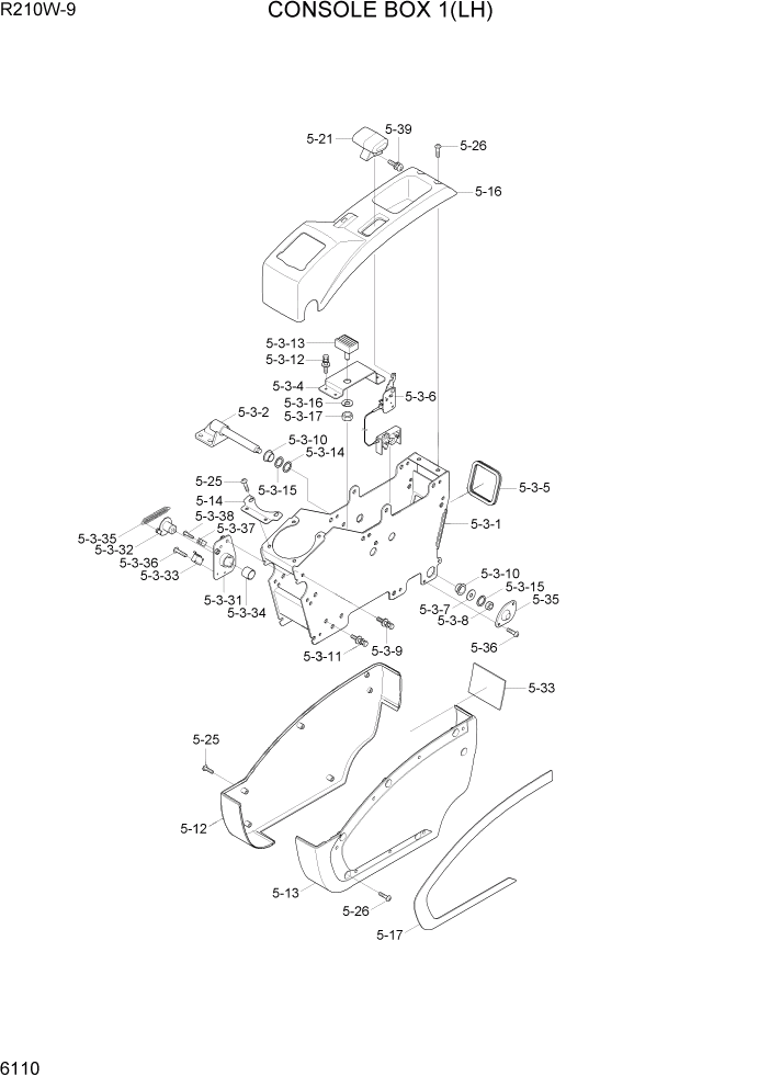 Схема запчастей Hyundai R210W-9 - PAGE 6110 CONSOLE BOX 1(LH) СТРУКТУРА
