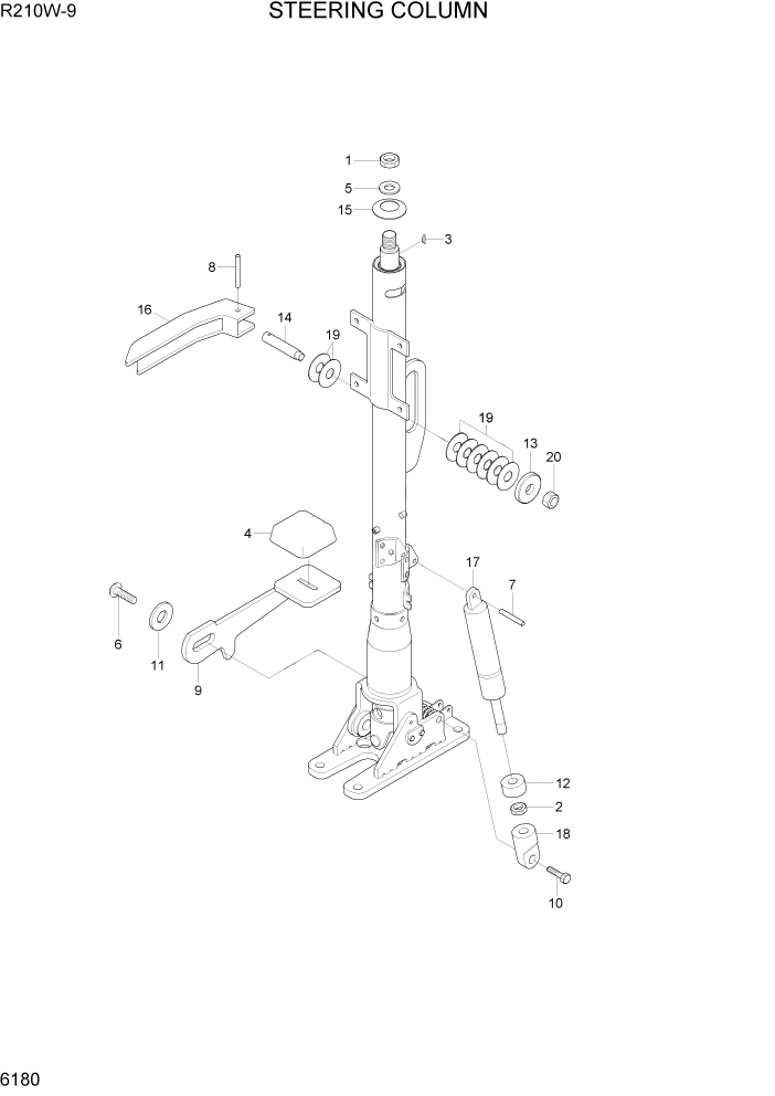 Схема запчастей Hyundai R210W-9 - PAGE 6180 STEERING COLUMN СТРУКТУРА