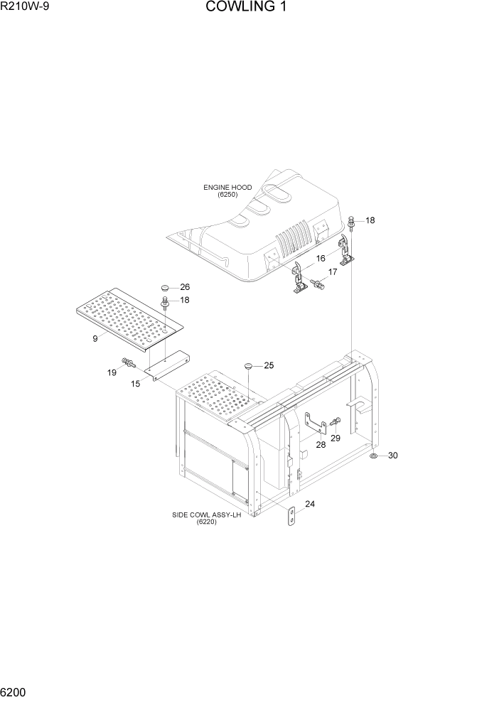 Схема запчастей Hyundai R210W-9 - PAGE 6200 COWLING 1 СТРУКТУРА