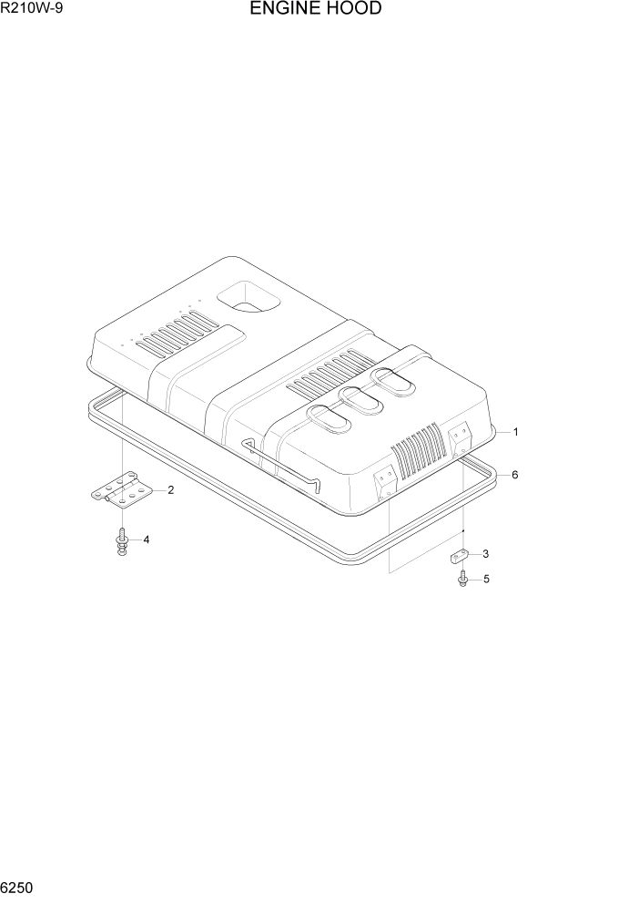 Схема запчастей Hyundai R210W-9 - PAGE 6250 ENGINE HOOD СТРУКТУРА