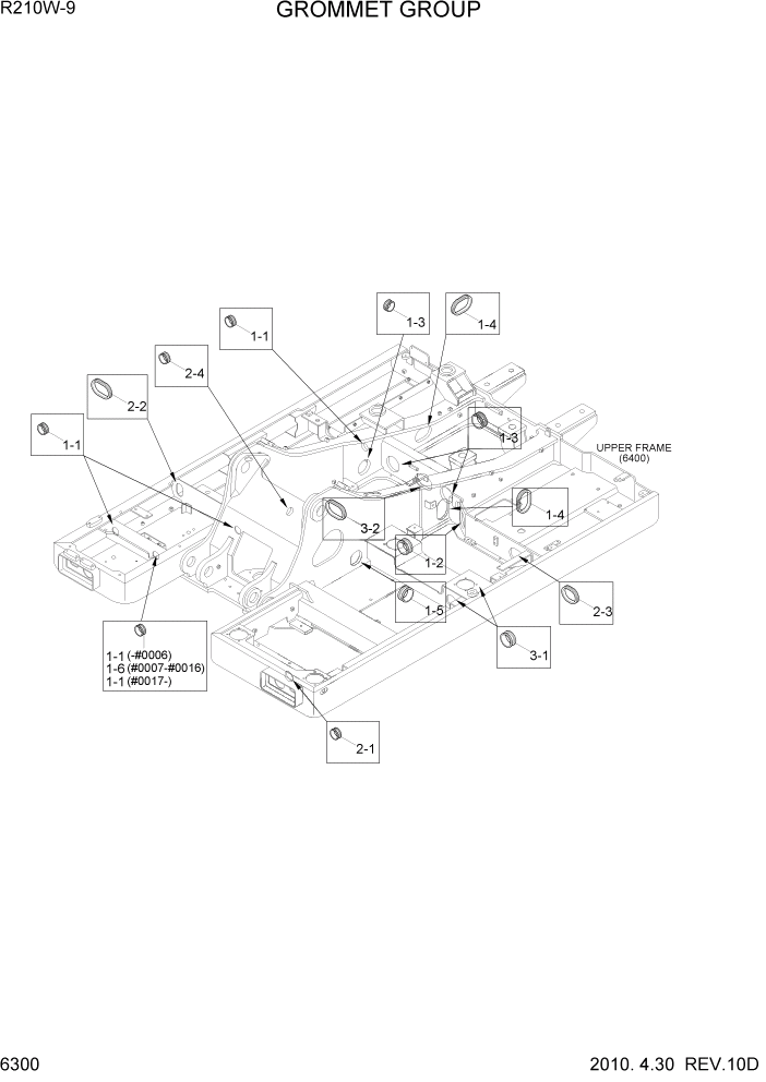 Схема запчастей Hyundai R210W-9 - PAGE 6300 GROMMET GROUP СТРУКТУРА