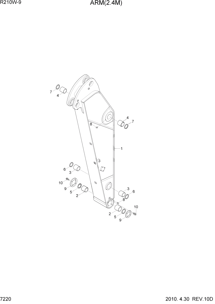 Схема запчастей Hyundai R210W-9 - PAGE 7220 ARM(2.4M) РАБОЧЕЕ ОБОРУДОВАНИЕ