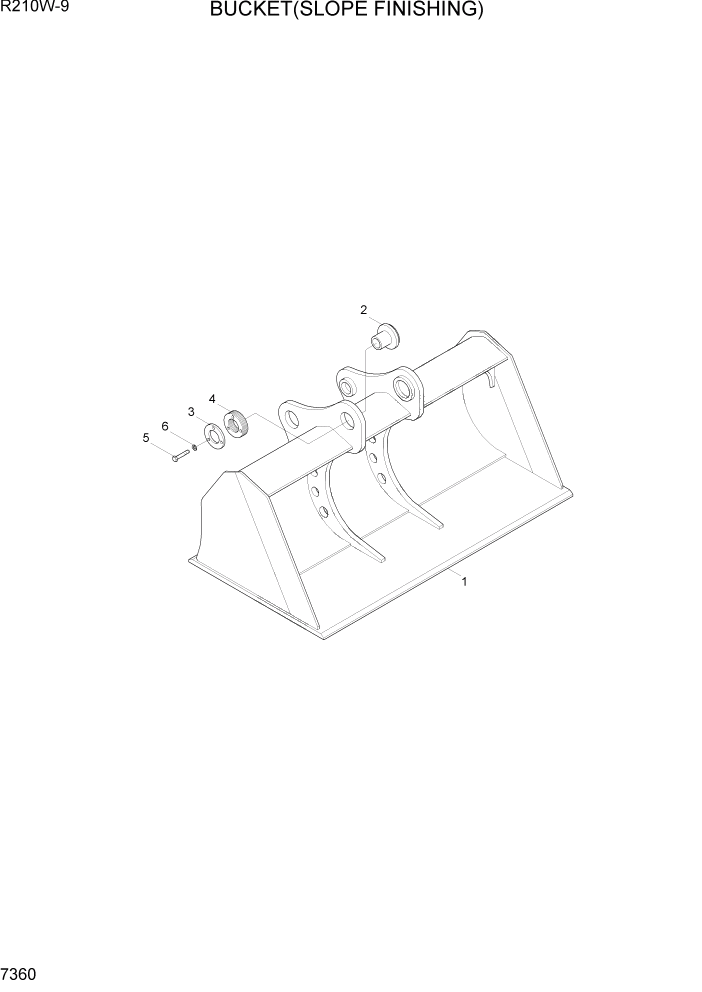 Схема запчастей Hyundai R210W-9 - PAGE 7360 BUCKET(SLOPE FINISHING) РАБОЧЕЕ ОБОРУДОВАНИЕ