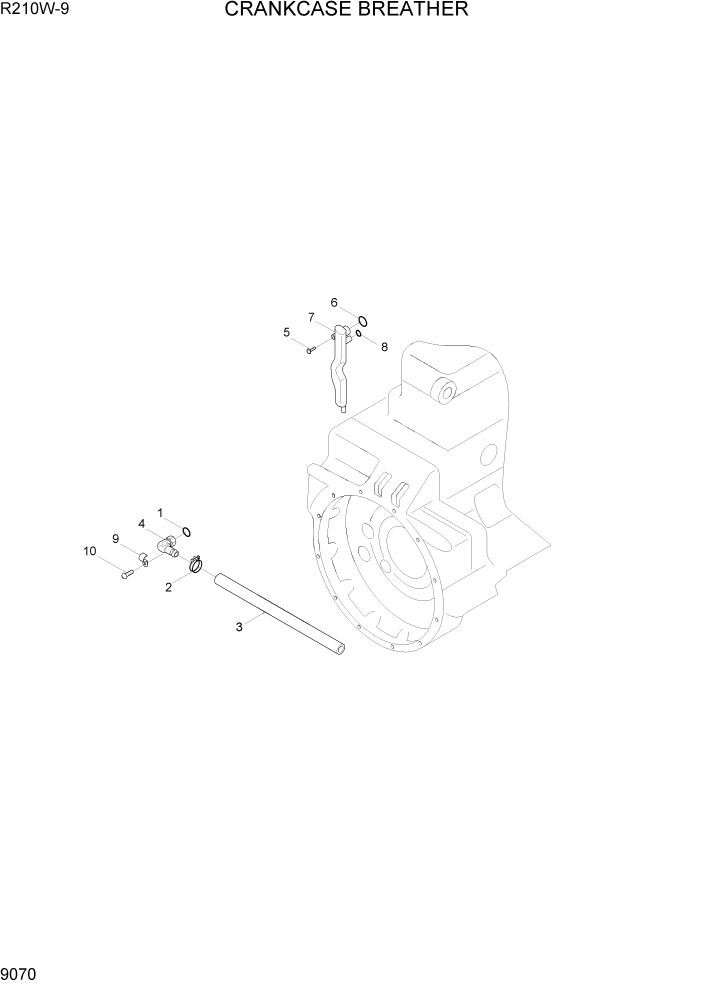 Схема запчастей Hyundai R210W-9 - PAGE 9070 CRANKCASE BREATHER ДВИГАТЕЛЬ БАЗА