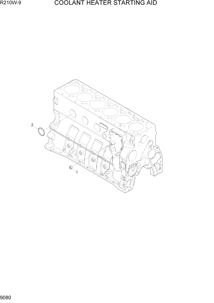 Схема запчастей Hyundai R210W-9 - PAGE 9080 COOLANT HEATER STARTING AID ДВИГАТЕЛЬ БАЗА