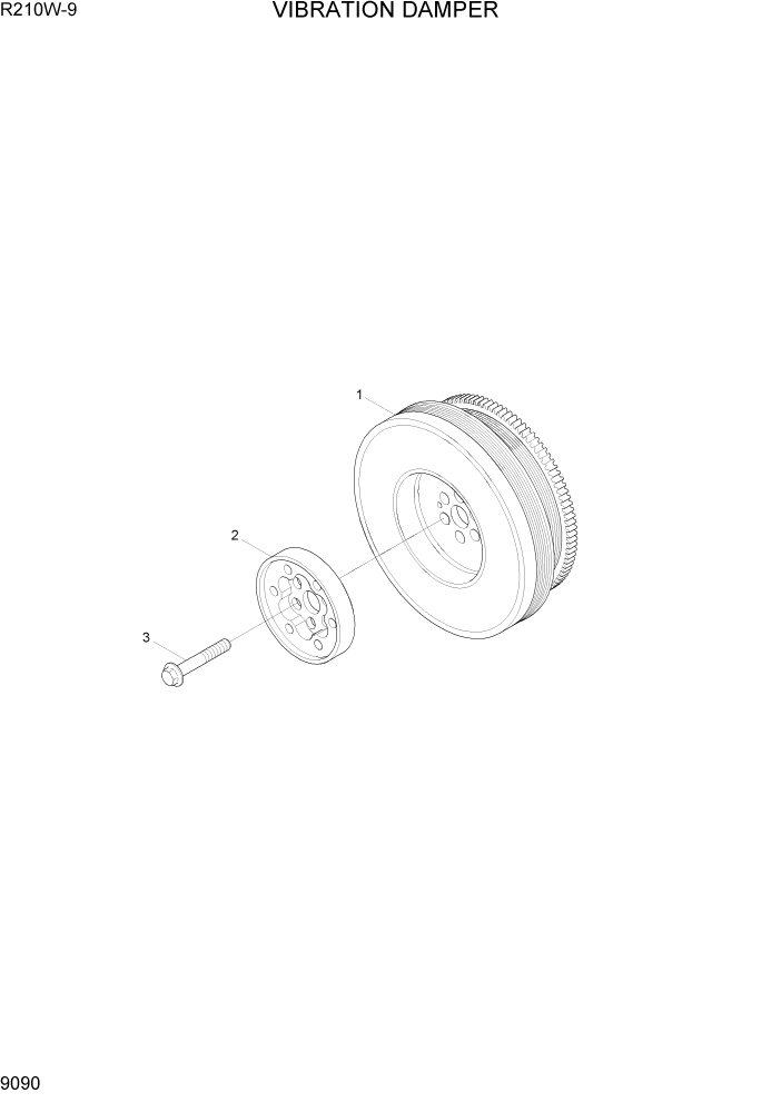 Схема запчастей Hyundai R210W-9 - PAGE 9090 VIBRATION DAMPER ДВИГАТЕЛЬ БАЗА