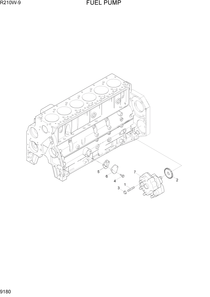 Схема запчастей Hyundai R210W-9 - PAGE 9180 FUEL PUMP ДВИГАТЕЛЬ БАЗА