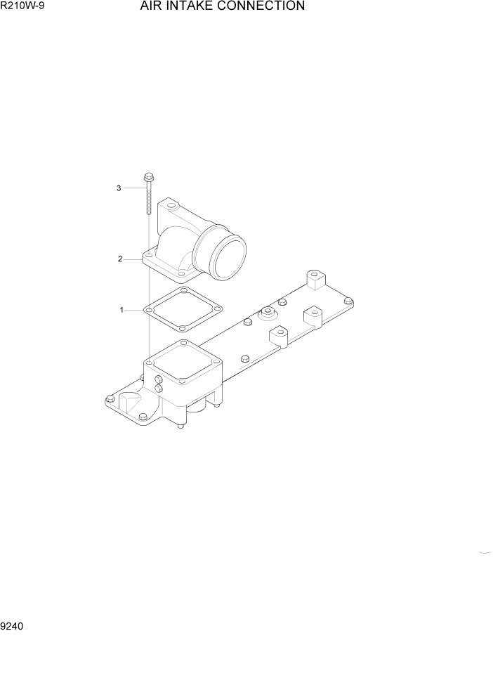 Схема запчастей Hyundai R210W-9 - PAGE 9240 AIR INTAKE CONNECTION ДВИГАТЕЛЬ БАЗА