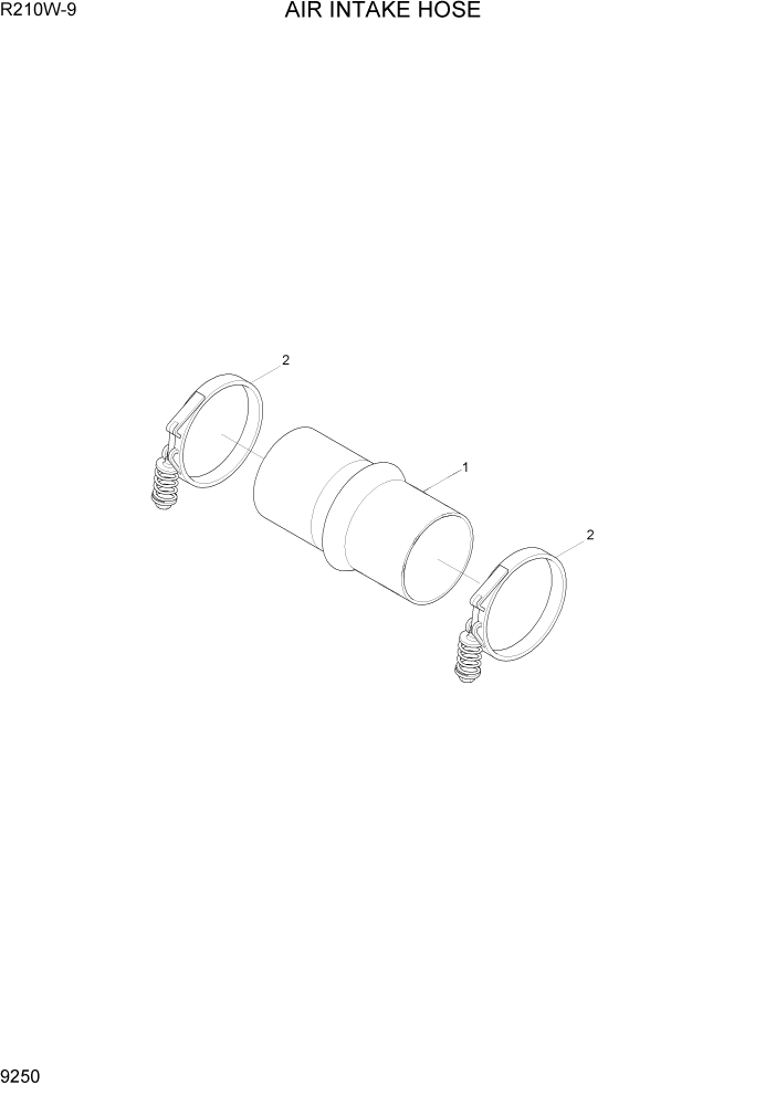 Схема запчастей Hyundai R210W-9 - PAGE 9250 AIR INTAKE HOSE ДВИГАТЕЛЬ БАЗА