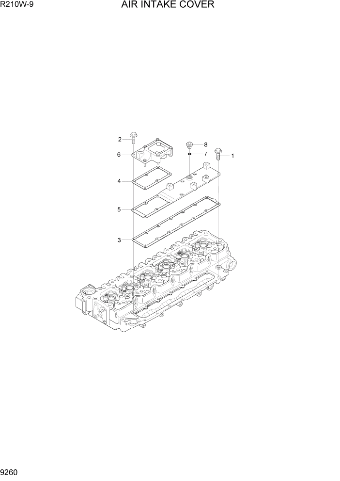 Схема запчастей Hyundai R210W-9 - PAGE 9260 AIR INTAKE COVER ДВИГАТЕЛЬ БАЗА