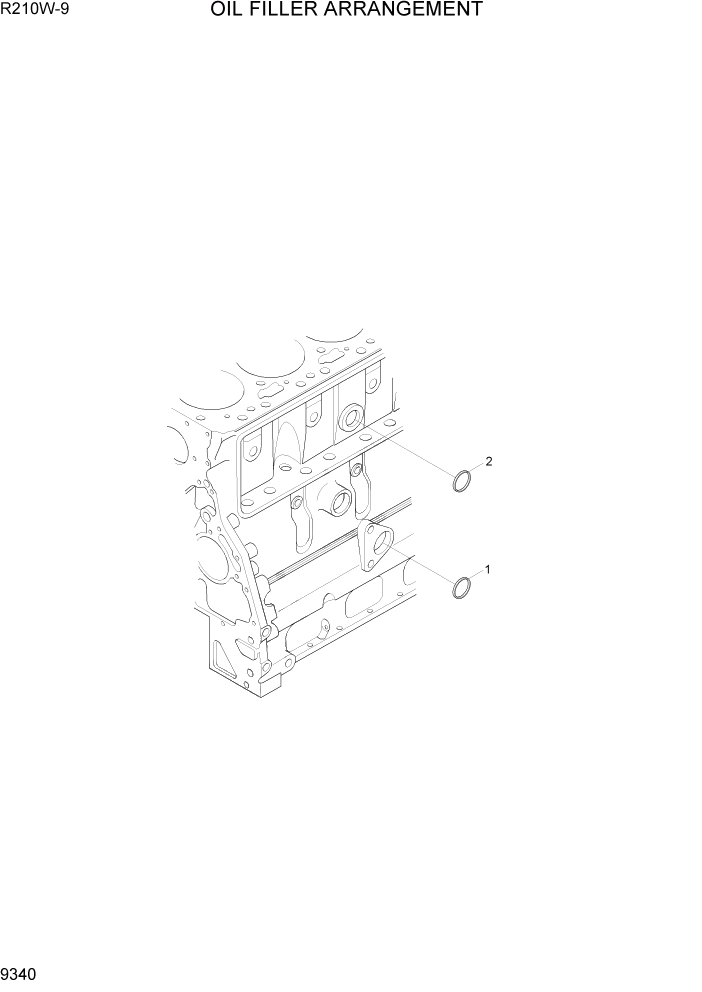 Схема запчастей Hyundai R210W-9 - PAGE 9340 OIL FILLER ARRANGEMENT ДВИГАТЕЛЬ БАЗА