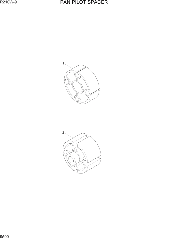 Схема запчастей Hyundai R210W-9 - PAGE 9500 FAN PILOT SPACER ДВИГАТЕЛЬ БАЗА