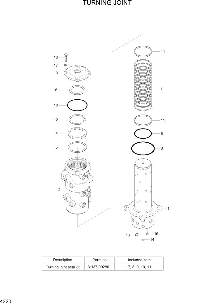 Схема запчастей Hyundai R55W7 - PAGE 4320 TURNING JOINT ГИДРАВЛИЧЕСКИЕ КОМПОНЕНТЫ