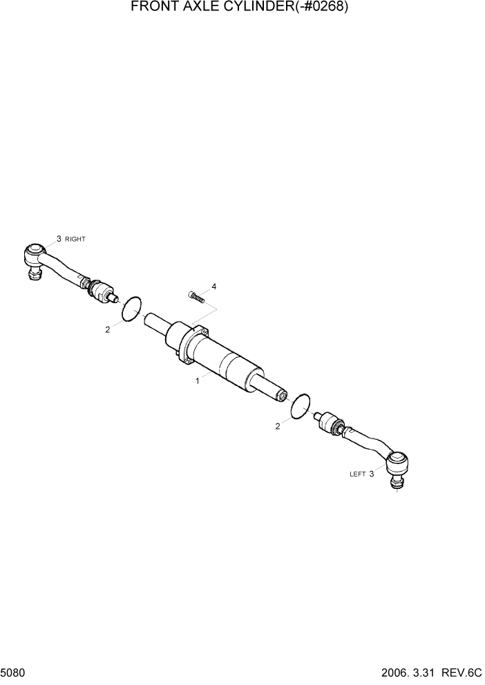 Схема запчастей Hyundai R55W7 - PAGE 5080 FRONT AXLE CYLINDER(-#0268) ТРАНСМИССИЯ