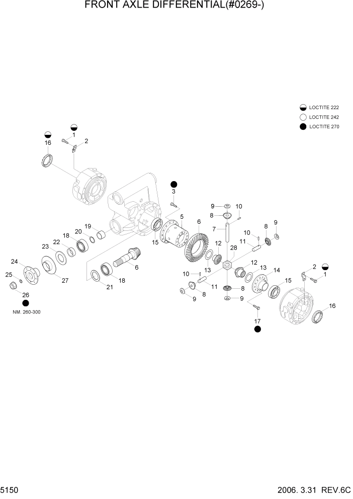 Схема запчастей Hyundai R55W7 - PAGE 5150 FRONT AXLE DIFFERENTIAL(#0269-) ТРАНСМИССИЯ