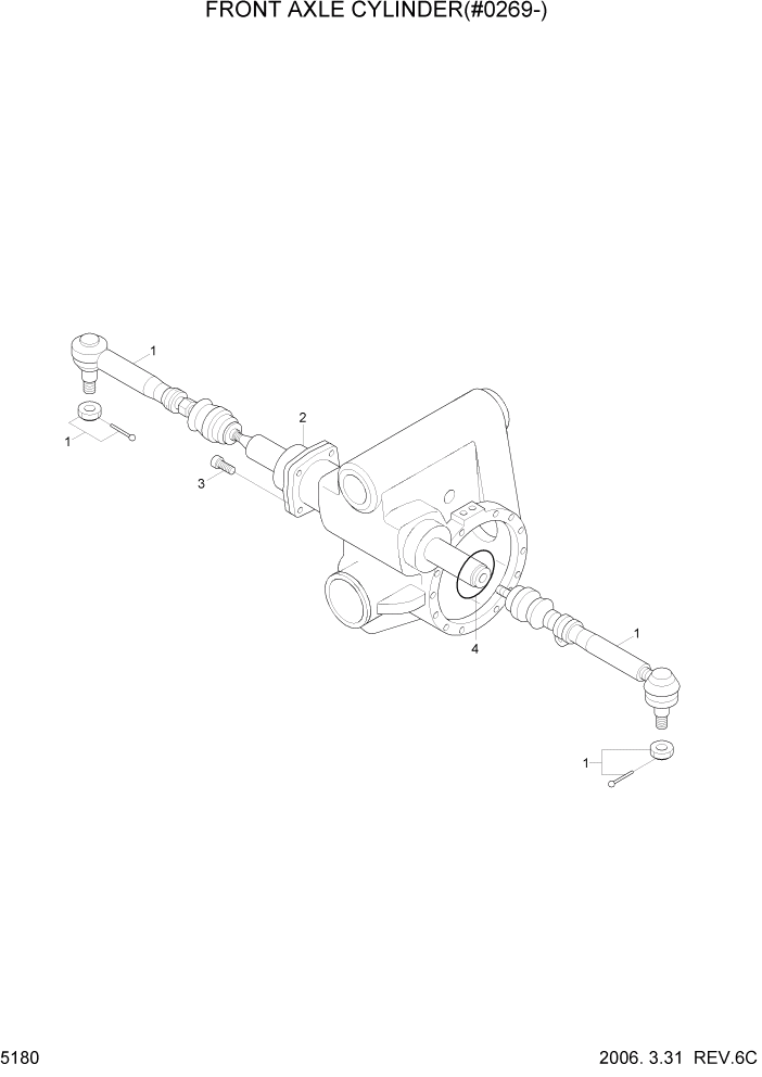 Схема запчастей Hyundai R55W7 - PAGE 5180 FRONT AXLE CYLINDER(#0269-) ТРАНСМИССИЯ