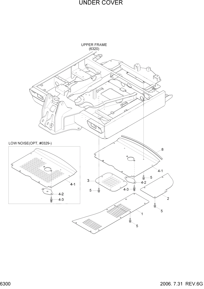 Схема запчастей Hyundai R55W7 - PAGE 6300 UNDER COVER СТРУКТУРА